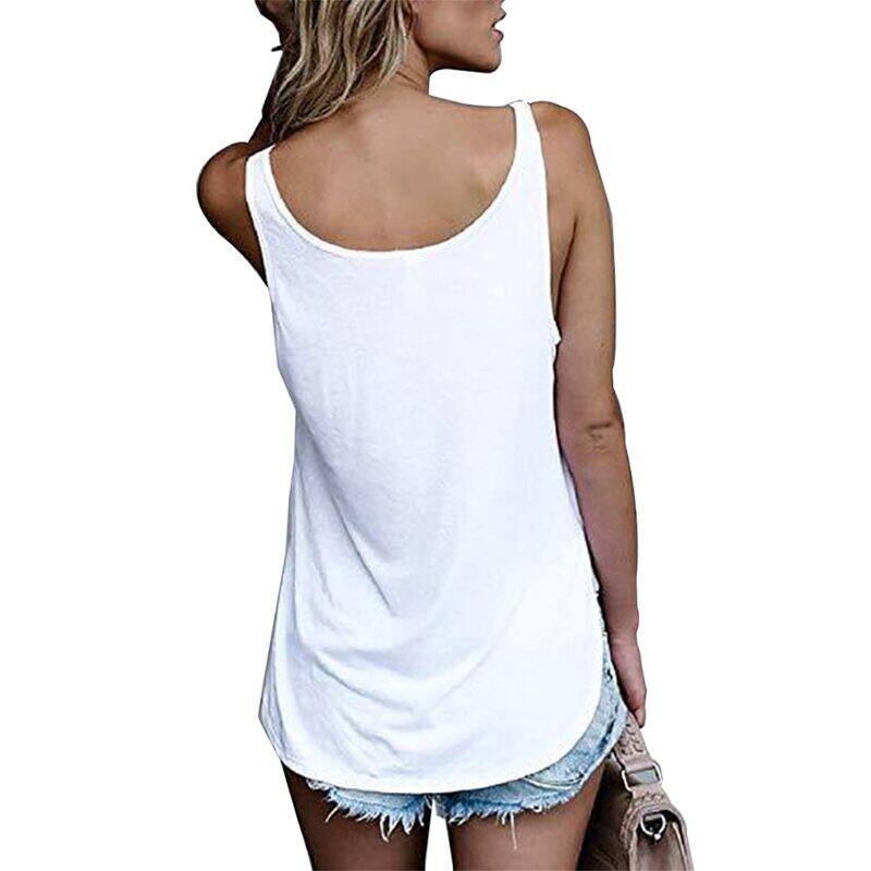 OMSJ Women Shirts Sleeveless Summer Tunic Loose Fit Tank Tops, Solid White, M